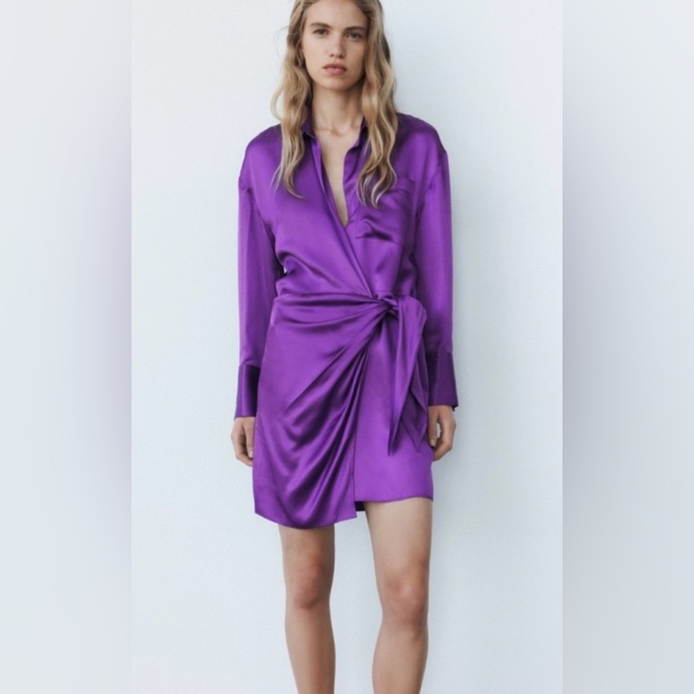 ZARA Wrap Mini Dress Purple Size M